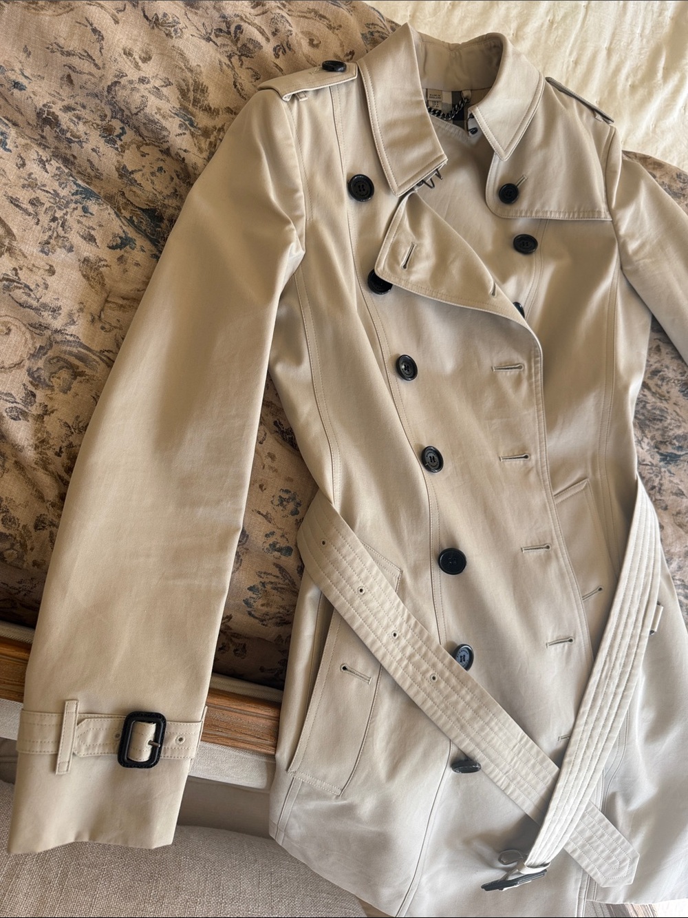 Burberry Beige Double-Breasted Trench Coat - Picture 8 of 9